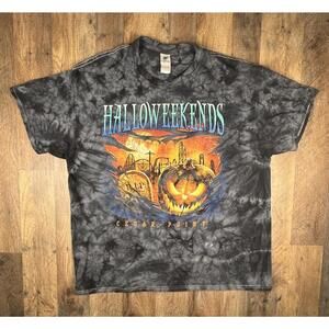 Y2K Cedar Point Halloweekends Tie Dyed Short Sleeve Tee T-Shirt XL Colortone .